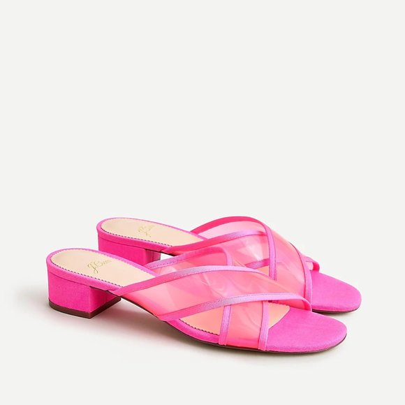 size 9 J.Crew florescent pink FLORENCE sandal slides mules low heel - Picture 7 of 7